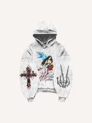 Angel or Devil Street Print Sweatshirt