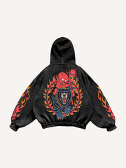 Flame Devil Tattoo Style Print Sweatshirt