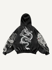 Embroidered white dragon ethnic style sweatshirt