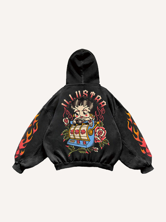 Comfortable gourmet character tattoo print sweatshirt