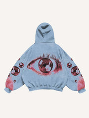 Eye Print Slant Pockets Hoodie