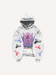 Sexy girl print distressed street style sweatshirt