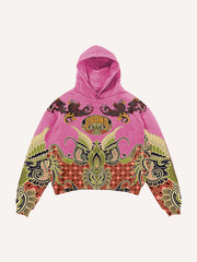 Retro floral high-end fabric printed sweatshirt