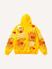 Trendy multi-color hooded sweatshirt with foam print effect