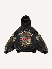 Retro Chieftain Tattoo Style Print Sweatshirt