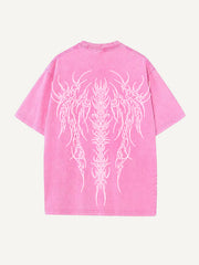 Retro dark style printed double-sided short sleeves