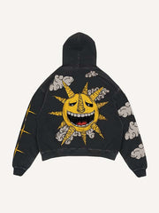 Evil Moon&Sun&Star&Cloud Print Slant Pockets Hoodie