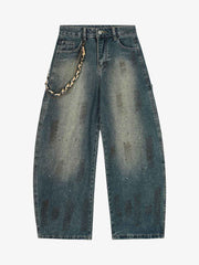 Vintage Inkjet Dirty Dye Washed Scimitar Distressed Jeans