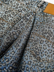 Denim Street Leopard Print Barrel Jeans - 2458