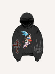 Angel or Devil Street Print Sweatshirt