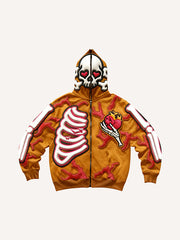 Hooded Skull Print Sweatshirt - Stylish All-Season