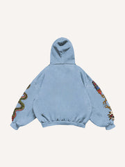 Tattoo-style double-sleeve printed high-end sweatshirt