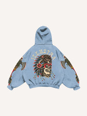 Retro Chieftain Tattoo Style Print Sweatshirt