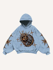 Evil Sun&Moon&Graphic Print Slant Pockets Hoodie
