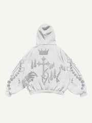 Rhinestone Heavy Industrial Light Luxury Hooded Sweatshirt