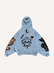 Japanese Tattoo Story Dragon Slaying Print Sweatshirt