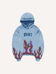 Flame burning rhinestone sweatshirt