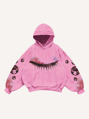 Eye Print Slant Pockets Hoodie