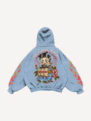 Comfortable gourmet character tattoo print sweatshirt