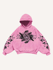 Figure&Eye&Graphic Print Slant Pockets Hoodie