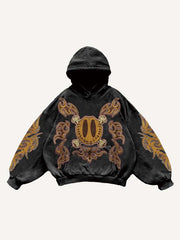 Smiley Face&Skeleton&Graphic Print Slant Pockets Hoodie