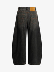 Denim Street Leopard Print Barrel Jeans - 2458