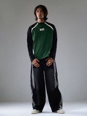 Denim Contrast Striped Stitching Barrel Jeans