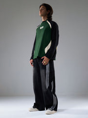 Denim Contrast Striped Stitching Barrel Jeans