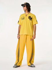 Fleece Vintage Side Stripe Drape Paratrooper Machete Wide Leg Pants - 2488