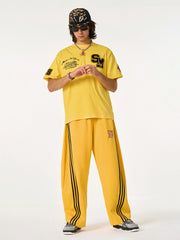 Fleece Vintage Side Stripe Drape Paratrooper Machete Wide Leg Pants - 2488