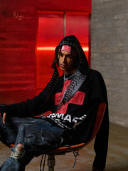 Street Cross Lettering Print Long-Sleeved T-Shirt