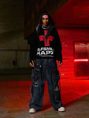 Street Cross Lettering Print Long-Sleeved T-Shirt