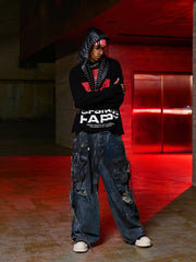 Street Cross Lettering Print Long-Sleeved T-Shirt