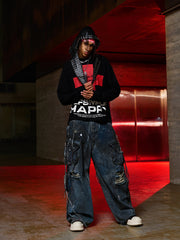 Street Cross Lettering Print Long-Sleeved T-Shirt