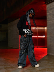 Street Cross Lettering Print Long-Sleeved T-Shirt