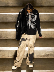 Skeleton Graphic Waffle Sweatshirt – Spooky Halloween Vibes