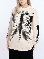Skeleton Graphic Waffle Sweatshirt – Spooky Halloween Vibes