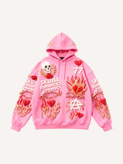 Trendy multi-color hooded sweatshirt with foam print effect