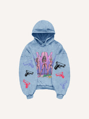 Sexy girl print distressed street style sweatshirt