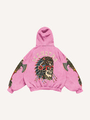 Retro Chieftain Tattoo Style Print Sweatshirt