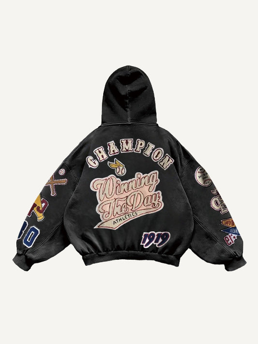 Patchwork distressed fashion authentic sweatshirt