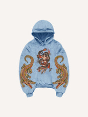 Japanese style retro two-headed snake women's sweatshirt
