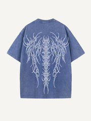 Retro dark style printed double-sided short sleeves