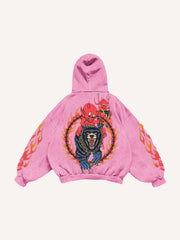 Flame Devil Tattoo Style Print Sweatshirt