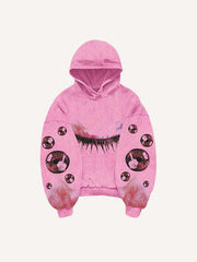 Eye Print Slant Pockets Hoodie