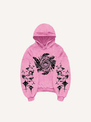 Figure&Eye&Graphic Print Slant Pockets Hoodie