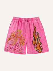 Burning Hell Skull Washed shorts
