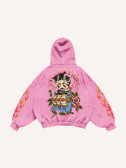 Comfortable gourmet character tattoo print sweatshirt