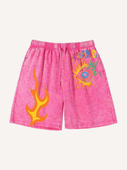 Eye of Hell washed print shorts