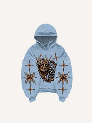 Evil Sun&Moon&Graphic Print Slant Pockets Hoodie